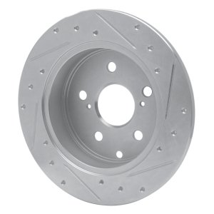 Lexus HS250H Brake Rotor (1) - Rear Left - R1 Concepts - Drilled & Slotted - Silver - `06-`18